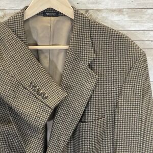Vintage Lana Moda Mens 46 XL Blazer Tweed Houndstooth Italian Wool & Silk Blend